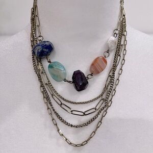 Free People 5 Stone Multi-Tiered Necklace